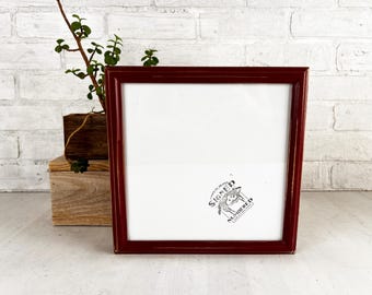 SHIPS RIGHT AWAY - 9x9 Square Picture Frame - Deep Double Cove style with Vintage Wine Finish - In Stock 9 x 9 inch Photo Frame Rustic Red