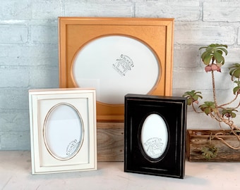 Oval Opening Picture Frame with Outside Cove Build up Edge in Vintage Finish Color / Size of Your Choice - Ellipse Shape Needlepoint Frames