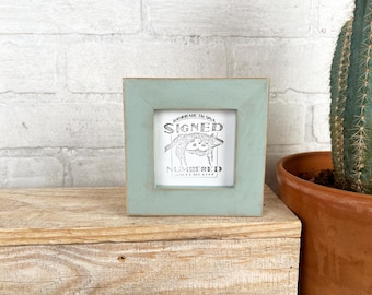 SHIPS TODAY - 3x3" Square Picture Frame - 1x1 Flat Style in Vintage Homestead Wash - In Stock - 3x3 Photo Frame Green
