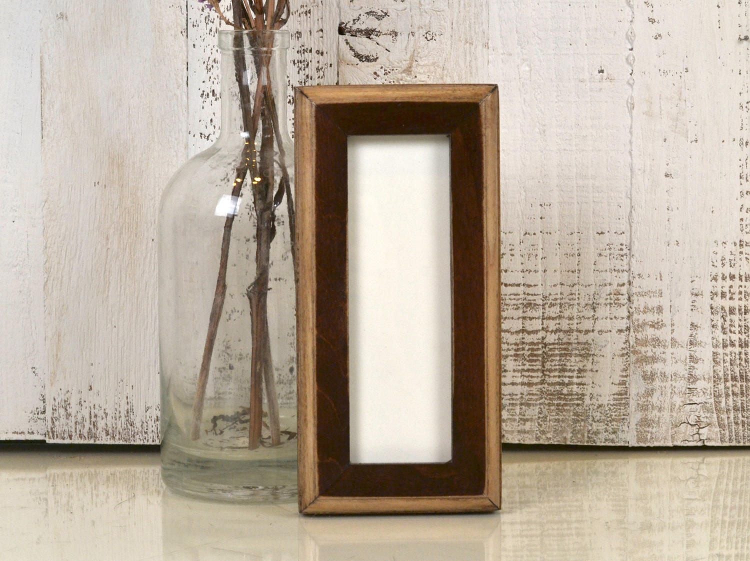 Photo Booth Frame for 2 x 6 Picture Strip in 1x1 2Tone Style with Vintage Dark Wood Tone Finish
