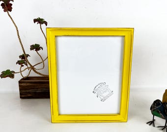 SHIPS TODAY - 8x10 Picture Frame - Foxy Cove Style with Vintage Yellow Finish - In Stock - Rustic Handmade Photo Frame 8 x 10