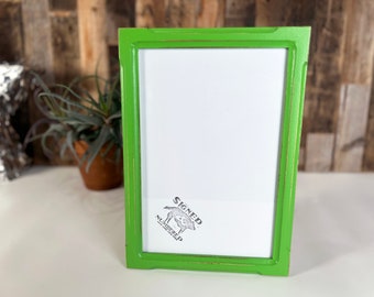 SHIPS TODAY - 8x12 Picture Frame - 1x1 Shallow Bones Style with Vintage Green Pear Finish - In Stock - Handmade Classic 8 x 12 Wooden Frame