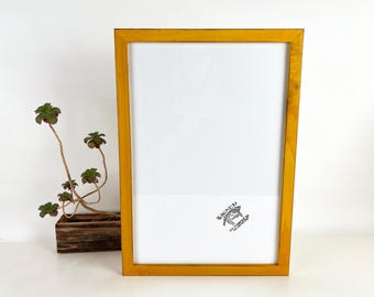 SHIPS TODAY - 13x19" Picture Frame - 1x1 Flat Style with Vintage Honey Dye Finish - In Stock - 13 x 19 Frame Yellow Decor