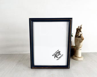 8.5 x 11 Picture Frame - SHIPS RIGHT AWAY - Short King Style with Vintage Navy Blue Finish - In Stock - 8.5x11 inch Frame
