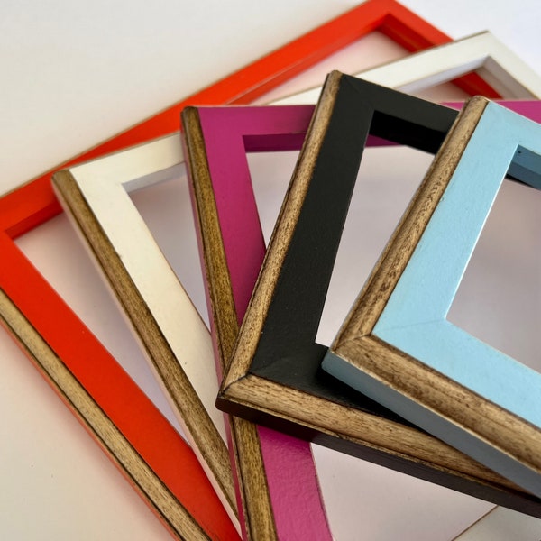 Vintage Color of Your Choice in 1x1 2-Tone Style - Choose your frame size up to 20x30 inches - Solid Hardwood Frames