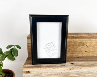 SHIPS TODAY - 4x6 Picture Frame - 1x1 Outside Cove Style with Vintage Black Finish - In Stock - 4 x 6 Photo Frame Black