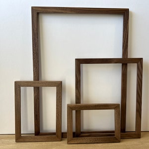 Natural WALNUT Picture Frame in Peewee style Choose Your Size: 3x3 up to 14x14 inches / A3 Size Solid Hardwood, mid century decor image 2