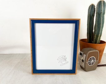 SHIPS TODAY - 8x10 Picture Frame - Foxy Minus Style with Natural Alder and Blueblood Wash - In Stock - Modern Handmade Photo Frame 8 x 10