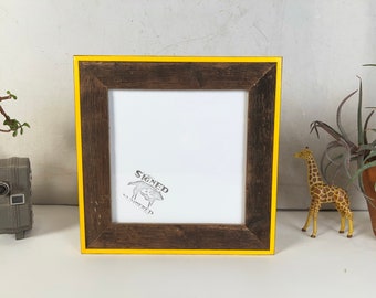 SHIPS TODAY - 8x8 Picture Frame - Cassidy Style with Vintage Buttercup and Rustic Reclaimed Cedar Finish - In Stock - Accent Frame 8 x 8