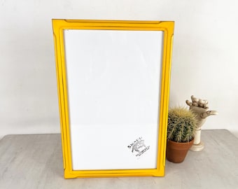 SHIPS TODAY - 11x17 Picture Frame - 1x1 Shallow Bones Style with Vintage Buttercup Yellow Finish - Handmade 11 x 17" Photo Frame - In Stock