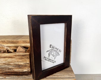 SHIPS TODAY - 4x6 Picture Frame - 1x1 Flat Style with Vintage Dark Wood Tone Finish - In Stock - 4 x 6 Photo Frame Brown