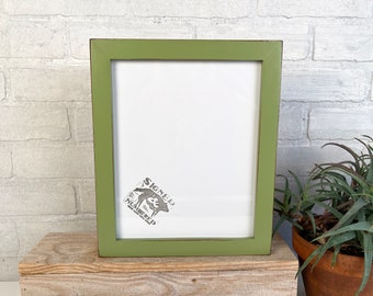 SHIPS TODAY - 8x10 Picture Frame in 1x1 Flat Style with Vintage Guacamole Green Finish - In Stock - Modern Frame 8 x 10