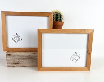 8.5 x 11 Picture Frame in 1x1 Flat Style built from Solid Natural Alder - IN STOCK Same Day Shipping 8.5x11 inch Picture Frame Hardwood