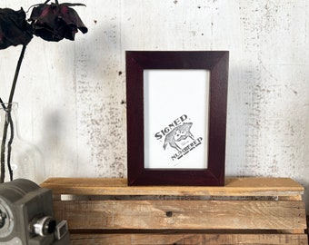 SHIPS TODAY - 4x6 Picture Frame - 1x1 Flat Style with Vintage Mahogany Finish - In Stock - 4 x 6 Photo Frame Brown Purple Decor