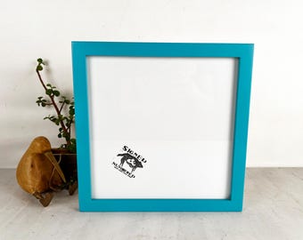 SHIPS TODAY - 11.5x11.5" Square Picture Frame - 1x1 Flat Style with Solid Sea Spray Blue Finish - In Stock - 11.5 x 11.5" Frame Solid Wood
