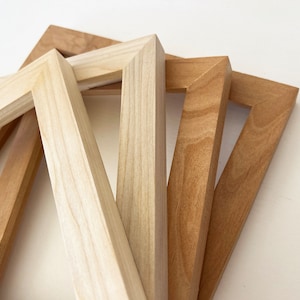 Natural ALDER or POPLAR Picture Frame in 1x1 Flat style Choose Size: 2x2 up to 18x24 / 20x30 inches solid hardwood, simple, modern, minimal