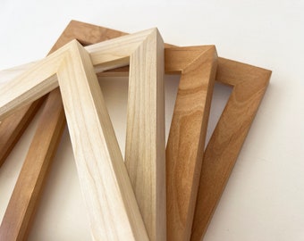 Natural ALDER or POPLAR Picture Frame in 1x1 Flat style Choose Size: 2x2 up to 18x24 / 20x30 inches solid hardwood, simple, modern, minimal