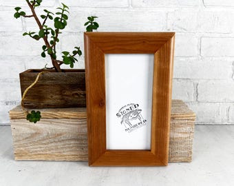 SHIPS TODAY - 4x8 Picture Frame - 1.5 Rounded Style Built from Solid Natural Cherry Wood - In Stock - Panoramic Frames 4 x 8 inches