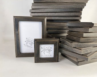 SHIPS RIGHT AWAY Choose your size 3x3, 5x7, 8.5x11, 11x14 up to 18x24 - Solid hardwood picture frame in 1x1 Outside Cove Vintage  Gray Wash