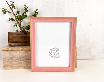 SHIPS TODAY - 7x9 Picture Frame - Foxy Minus Style with Natural Alder and Rose Wash - In Stock - 7 x 9 inch Photo Frame Pink