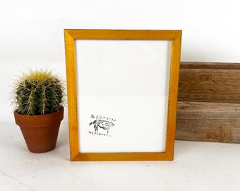 SHIPS TODAY - 8x10 Picture Frame on Poplar with Vintage Honey Dye Finish in Peewee Style - In Stock - 8 x 10 Photo Frame Rustic Yellow