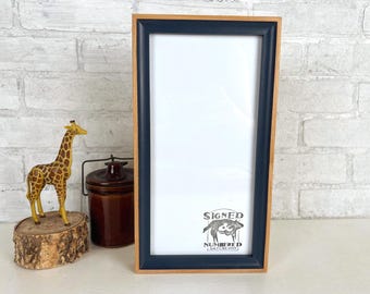 SHIPS TODAY - 6x12" Panoramic Picture Frame Foxy Alder Minus Style with Navy Blue Wash - In Stock - Modern 6 x 12 inch Picture Frames