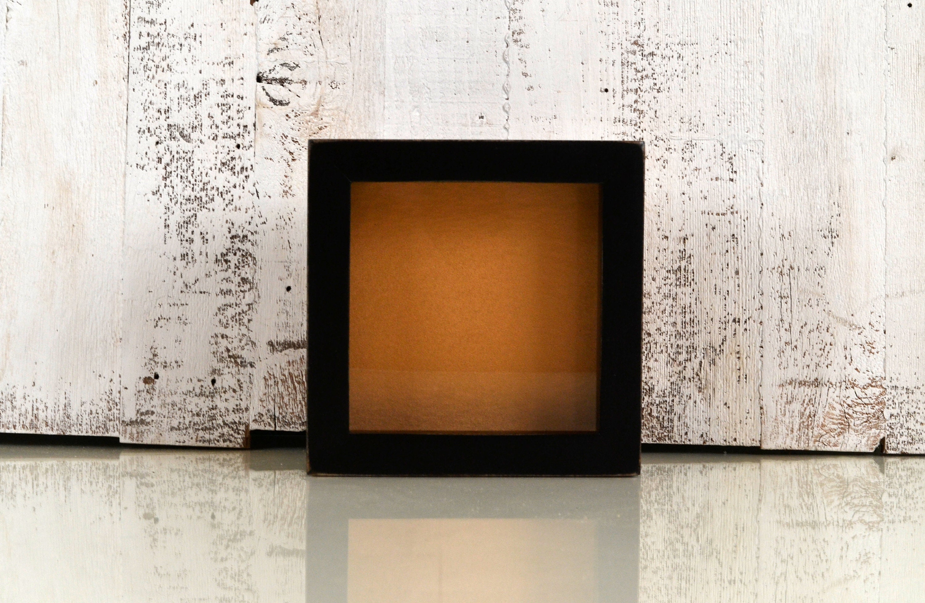Handmade Small Square Shadow Box Frame in Vintage Black Finish - Holds