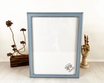 SHIPS TODAY - 11.5x15" Picture Frame - 1x1 Outside Cove Style with Vintage Baby Blue Finish 11.5" x 15" Frame - includes plexiglass In Stock