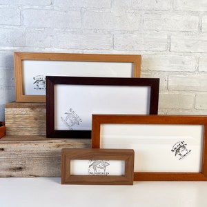 Panoramic Picture Frame in 1x1 Flat Style and Solid Natural Wood Tone Color of Your Choice - Select Your Size: 2x6, 5x15 + more