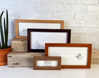 Panoramic Picture Frame in 1x1 Flat Style and Solid Natural Wood Tone Color of Your Choice - Select Your Size: 2x6, 5x15 + more