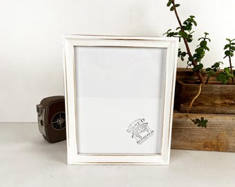 SHIPS TODAY - 8.5 x 11 Picture Frame - Foxy Cove Style with Vintage White Finish - In Stock - 8.5x11 inch Picture Frame Gallery White