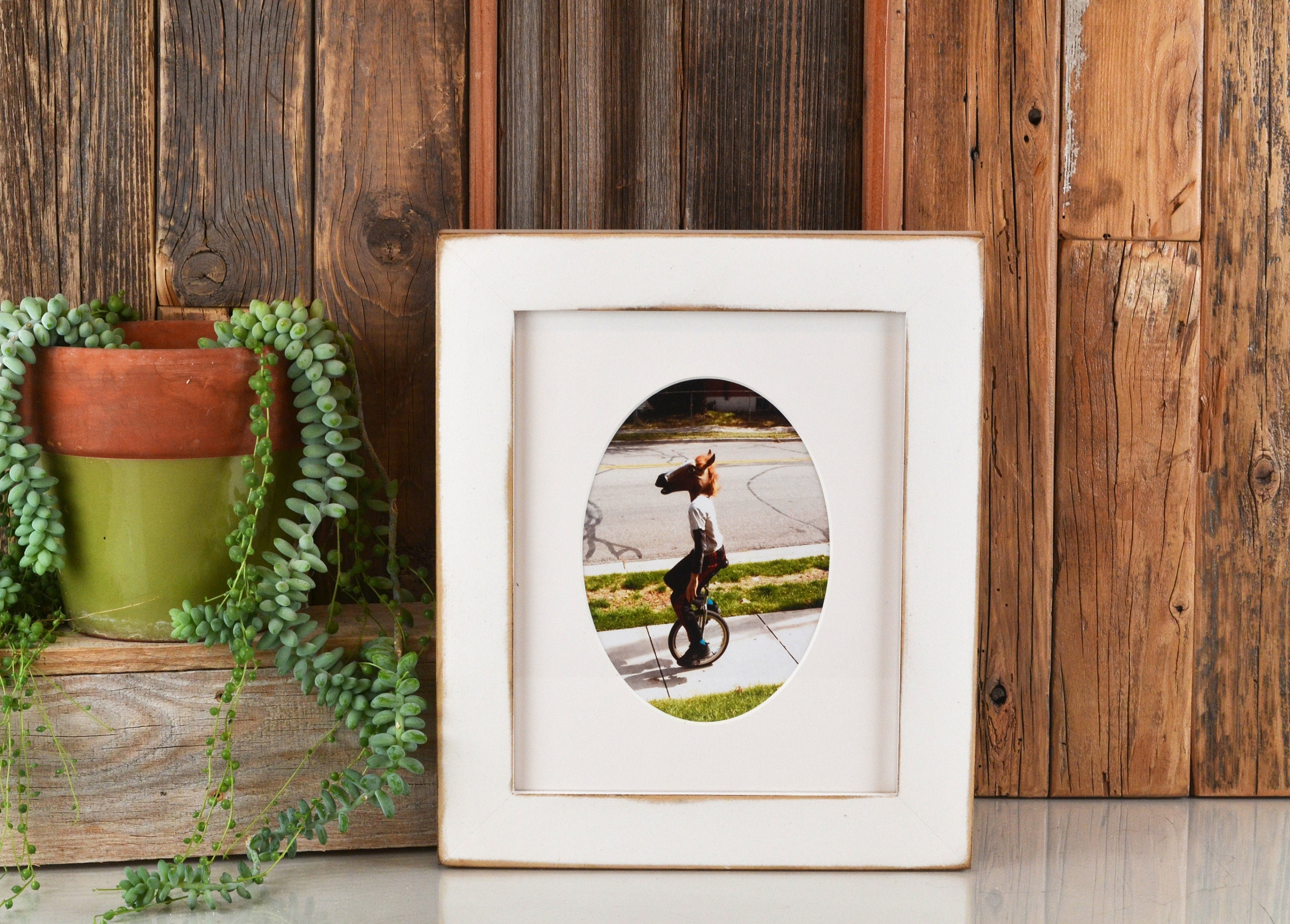 8x10 Picture Frame in 1.5 inch Standard style with Vintage White Finish IN STOCK Same Day