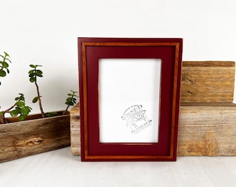 SHIPS TODAY - 5x7" 1.5" Wood Wedge Style Picture Frame in Vintage Wine and Wood Tone Finish - In Stock - 5 x 7 Photo Frame Unique Decor
