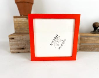 7x7 Picture Frame - SHIPS TODAY - Peewee Style with Vintage Deep Orange Finish - In Stock - 7 x 7 Square Photo Frame Rustic Decor