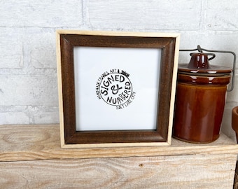 SHIPS TODAY - 5x5 Square Picture Frame - Foxy Minus Poplar Style with Dark Wood Tone Wash - In Stock - 5 x 5 Photo Solid Wood Frame Brown