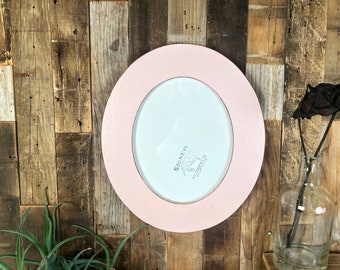 SHIPS TODAY - 8x10 Flat Face Oval Shaped Picture Frame with Vintage Baby Pink Finish - In Stock - Solid Poplar Photo Frame Round Ellipse