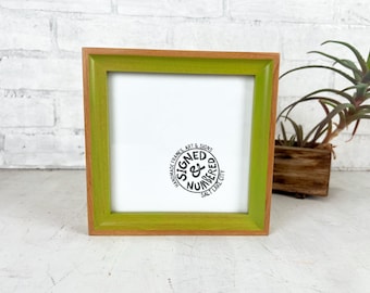 SHIPS RIGHT AWAY - 6x6 Picture Frame in Foxy Alder Minus Style with Asparagus Wash - In Stock - 6 x 6 Photo Frames on Sale Green Decor