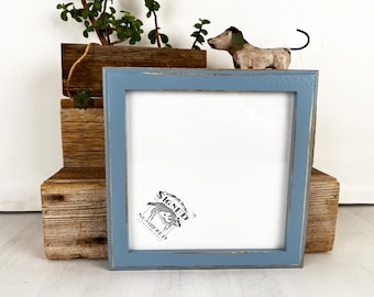 SHIPS TODAY - 8x8" Picture Frame - 1x1 Outside Cove Style with Vintage Smokey Blue Finish - In Stock - 8 x 8 Square Frame