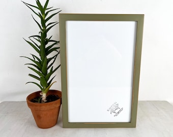 SHIPS TODAY - 11x17 Picture Frame - 1x1 Flat Style with Vintage Old Green Finish - Handmade 11 x 17" Photo Frame - In Stock Green