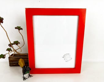 SHIPS TODAY - 11x14" Picture Frame - 1.5 Standard Style with Vintage Deep Orange Finish - In Stock - 11 x 14 Poplar Wood Decor