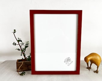 SHIPS TODAY - 12x16 Picture Frame - 1x1 Flat Style with Vintage Brick Red Finish 12 x 16 Frame - includes plexiglass - In Stock