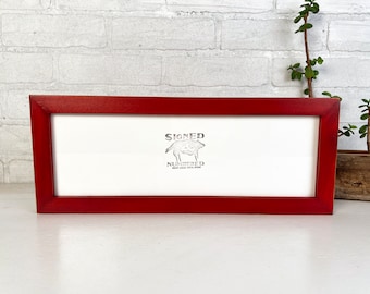 SHIPS TODAY - 5x15" Picture Frame - 1x1 Flat Style with Vintage Red Dye Finish - In Stock - 15 x 5 Panoramic Photo Frame