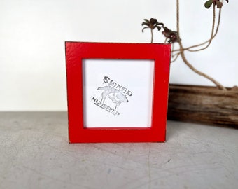 SHIPS TODAY - 5x5 Square Picture Frame - 1x1 Flat Style with Vintage Ruby Red Finish - In Stock - 5 x 5 Photo Solid Wood Frame