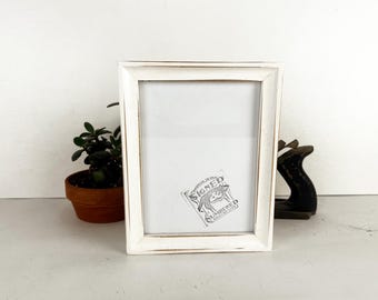 6x8" Picture Frame - SHIPS TODAY - Foxy Cove Style with Vintage White Finish - In Stock - 6 x 8 Picture Frames