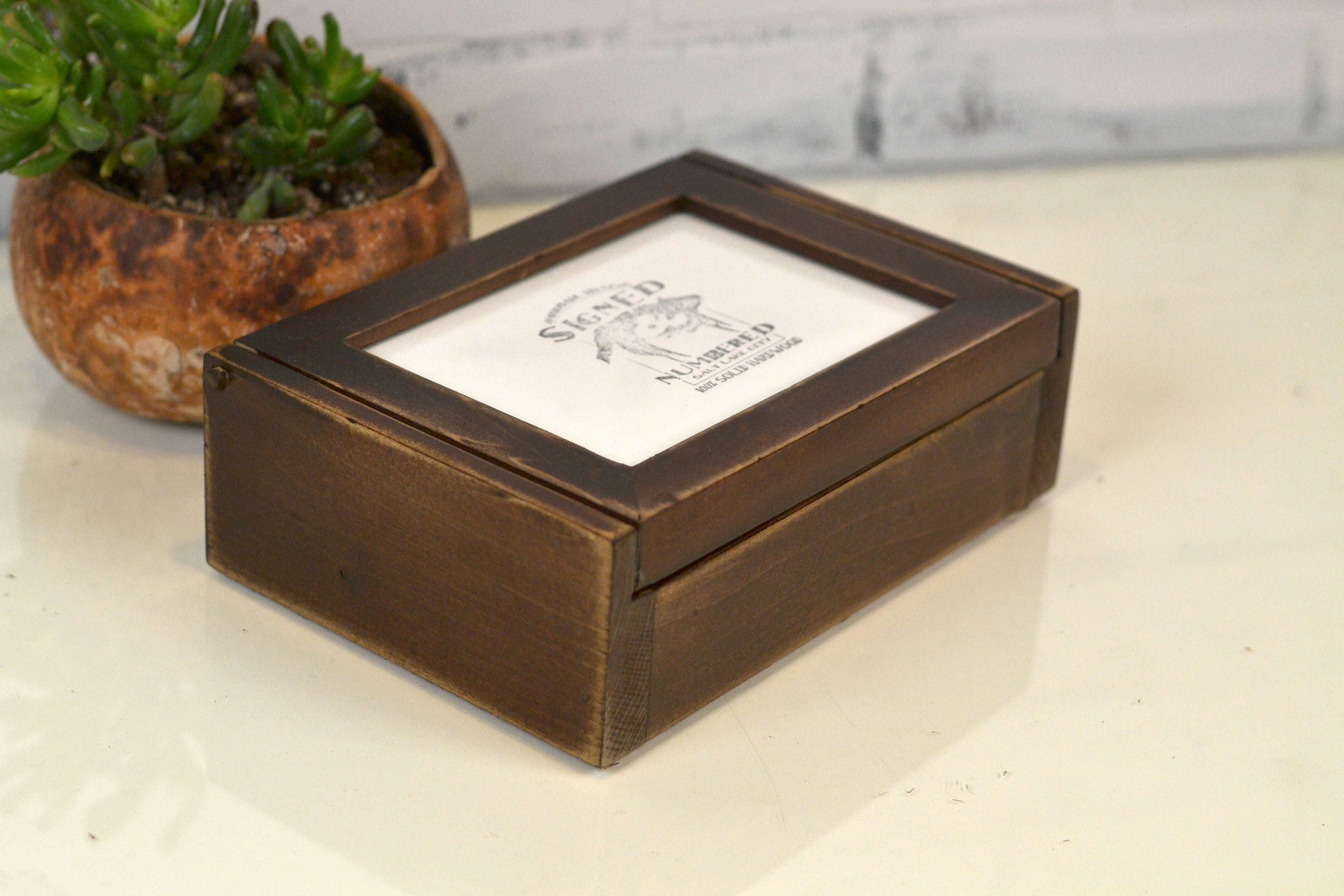 Wooden Keepsake Box With 5x7 Picture Frame Lid In Super Vintage Gallery Photo