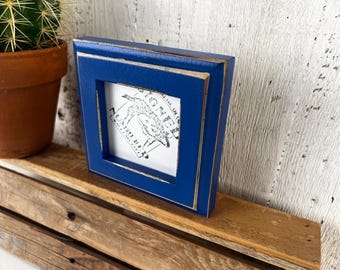 SHIPS TODAY - 3x3" Square Picture Frame - 1x1 Outside Cove Style in Vintage Blueblood Finish - In Stock - 3x3 Photo Frame
