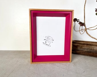 SHIPS TODAY - 6x8" Picture Frame - Park Slope Plus Style with Solid Cerise and Natural Alder Finish - In Stock - 6 x 8 Picture Frame