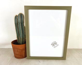 SHIPS TODAY - 12x16 Picture Frame - 1x1 Flat Style with Vintage Old Green Finish 12 x 16 Frame - includes plexiglass - In Stock