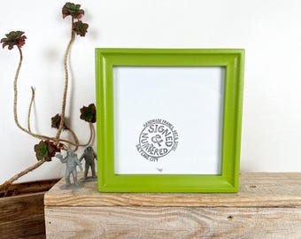 SHIPS RIGHT AWAY - 6x6 Picture Frame in Foxy Cove Style with Solid Asparagus Finish - In Stock - 6 x 6 Photo Frames on Sale Green Decor