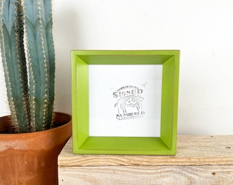 SHIPS TODAY - 5x5 Square Picture Frame - Park Slope Style with Vintage Asparagus Finish - In Stock - 5 x 5 Photo Solid Wood Frame Green